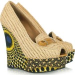 Burberry Prorsum Woven raffia and printed wedge pumps Burberry Prorsum Woven raffia and printed wedge pumps
